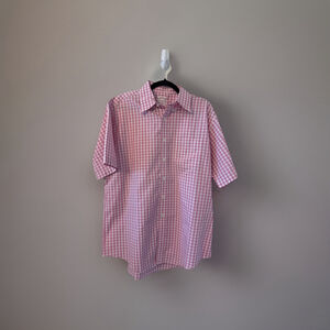 Brooks Brothers 1818 Mens Large Pink White Gingham Check Dress shirt Cotton